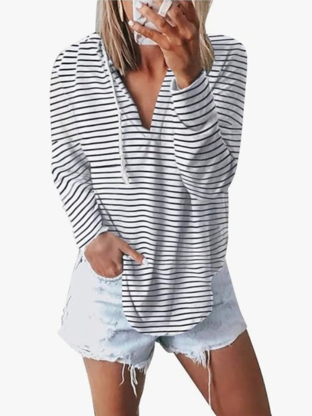Kirundo Pullover Hoodie Blue White Stripe XL